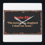 Psalm 23:1 Bible Verse Christian Wall Clock Quadratische Wanduhr<br><div class="desc">Psalm 23:1
“The Lord is my shepherd; I shall not want.”</div>