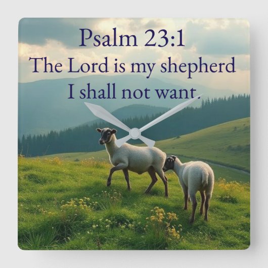 Psalm 23:1 Bible Verse Wall Clock Quadratische Wanduhr (Vorderseite)