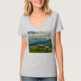 Psalm 23:1 Bible Verse Women's V-Neck Tee Shirt