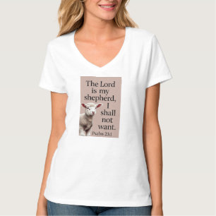 Psalm 23:1 Christliches Lamm Damen V-Ausschnitt T- T-Shirt