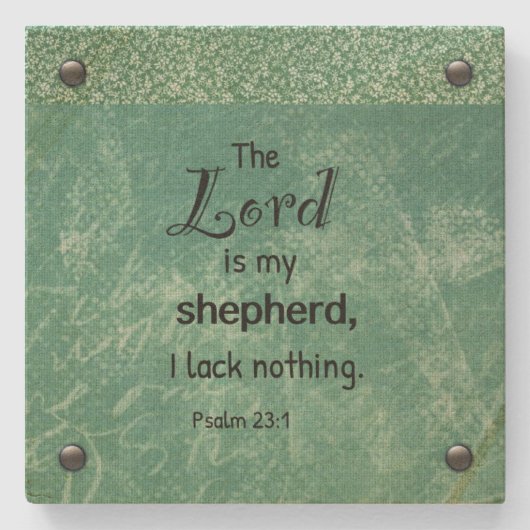 Psalm 23:1 Christliches Typografie-Design Steinuntersetzer (Vorderseite)