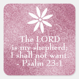 Psalm 23:1 Der Herr ist mein Hirte rosa Funkeln Quadratischer Aufkleber