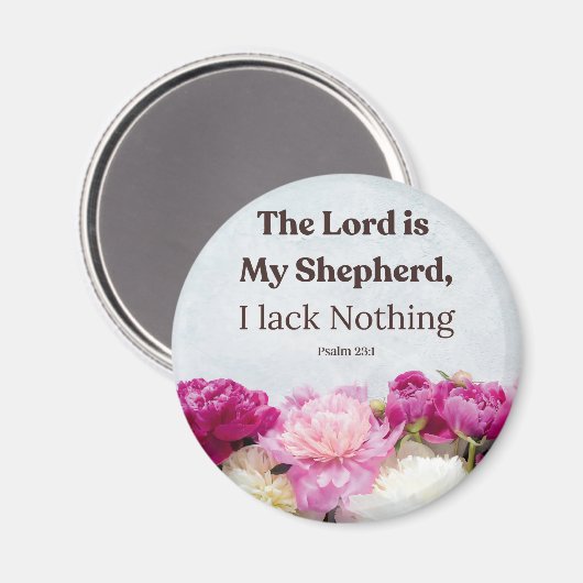 Psalm 23:1 Der Herr ist mein Schäferhund, floral Magnet (Vorderseite/Rückseite)