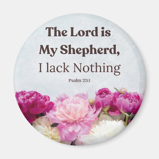 Psalm 23:1 Der Herr ist mein Schäferhund, floral Magnet (Vorne)