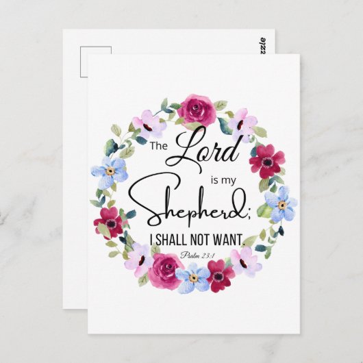 Psalm 23:1 Der Herr ist meine Hirtenblorbibel Postkarte (Vorne/Hinten)