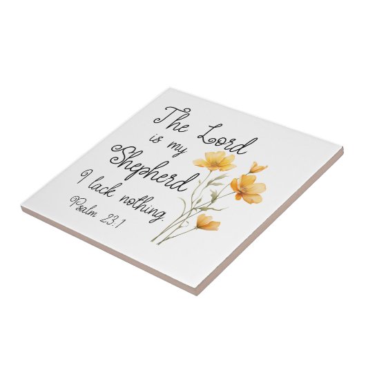 Psalm 23:1 Der Herr ist meine Hirtengelbe Blume Fliese (Seite)