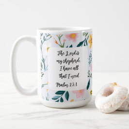 Psalm 23:1 Floral Coffee Mug Kaffeetasse
