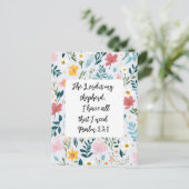 Psalm 23:1 Floral Greeting Card Postkarte (Stehend Vorderseite)