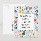 Psalm 23:1 Floral Greeting Card Postkarte (Vorne/Hinten)