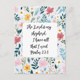 Psalm 23:1 Floral Greeting Card Postkarte