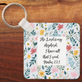 Psalm 23:1 Floral Keychain Schlüsselanhänger (Vorderseite)
