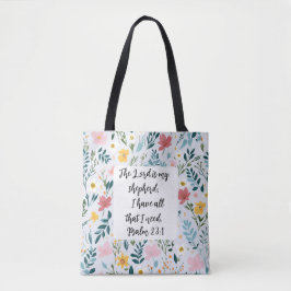 Psalm 23:1 Floral Tote Bag Tasche