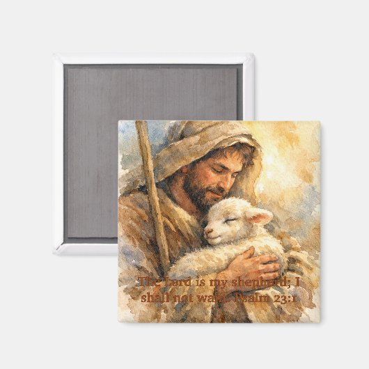 Psalm 23:1 Good Shepherd Square Ornament Magnet (Vorderseite/Rückseite)
