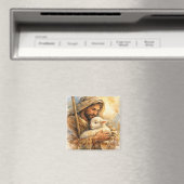 Psalm 23:1 Good Shepherd Square Ornament Magnet (In Situ (Geschirrspüler))