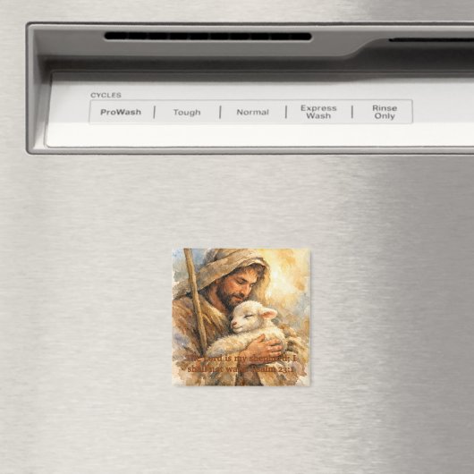 Psalm 23:1 Good Shepherd Square Ornament Magnet (In Situ (Geschirrspüler))