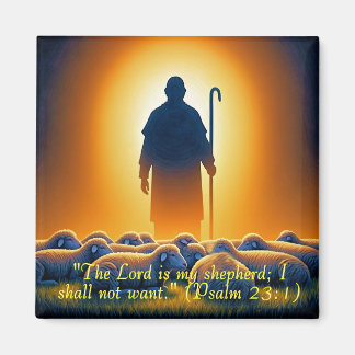 Psalm 23:1 Herr als Hirte Quadratischer Magnet