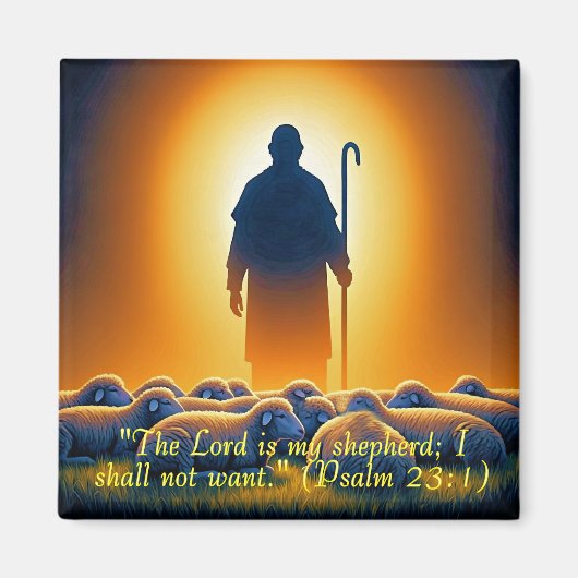 Psalm 23:1 Herr als Hirte Quadratischer Magnet (Vorne)