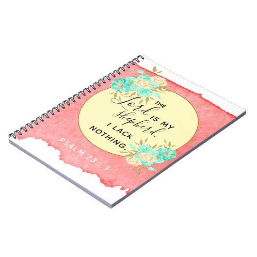 Psalm 23:1 Inspirational Bible Verse - Notebook Notizblock (Linke Seite)