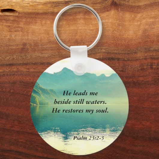 Psalm 23 2-3 Er führt mich neben noch Wasser Keych Schlüsselanhänger (Vorderseite)