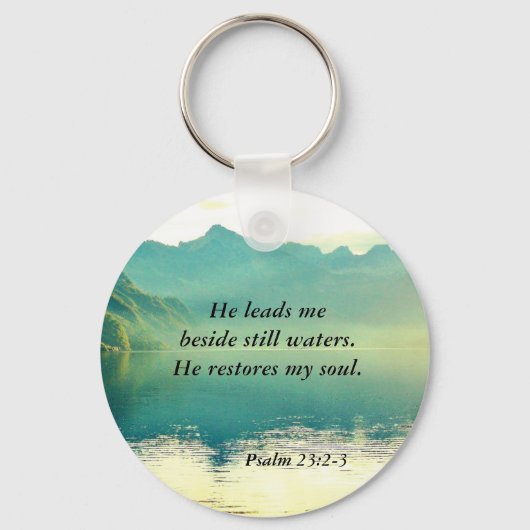 Psalm 23 2-3 Er führt mich neben noch Wasser Keych Schlüsselanhänger (Rückseite)