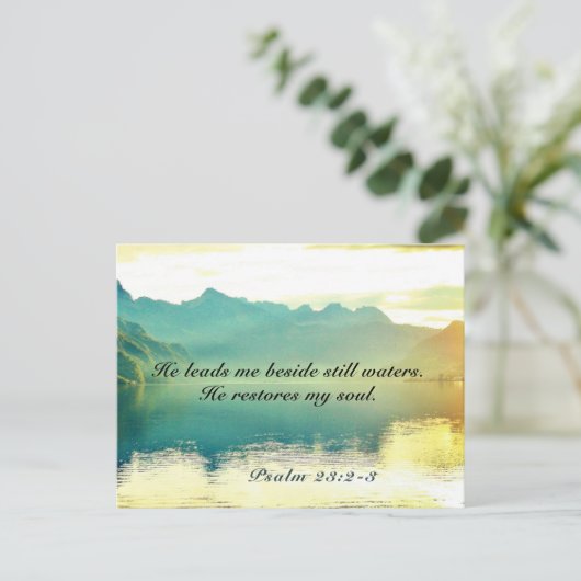 Psalm 23 2-3 Er führt mich neben noch Wasser Postkarte (Stehend Vorderseite)