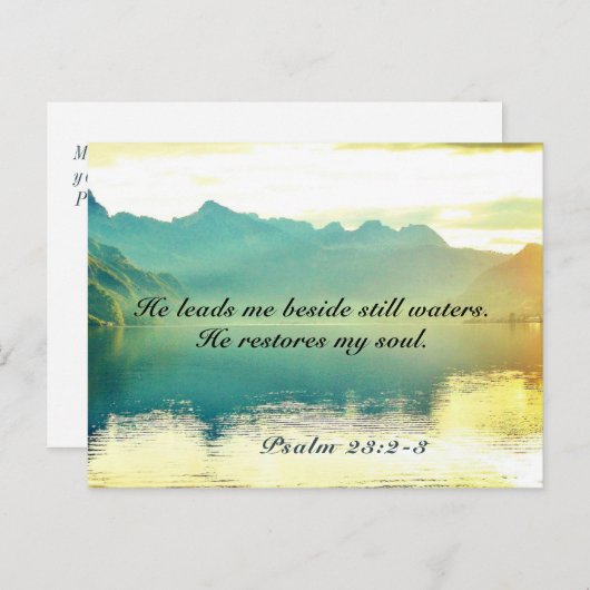 Psalm 23 2-3 Er führt mich neben noch Wasser Postkarte (Vorne/Hinten)