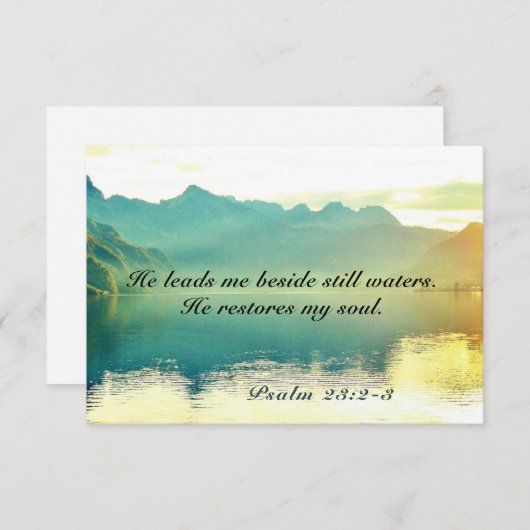 Psalm 23 2-3 Er führt mich neben Wasser Flat Card (Vorne/Hinten)