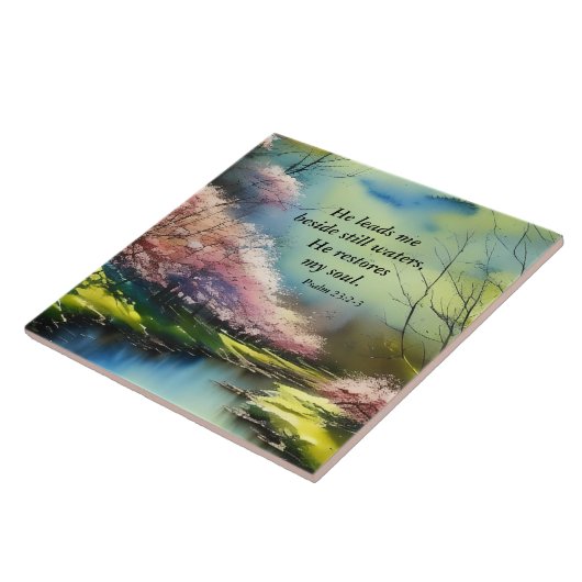 Psalm 23:2-3 Er restauriert mein Soul Bibel Verse Fliese (Seite)