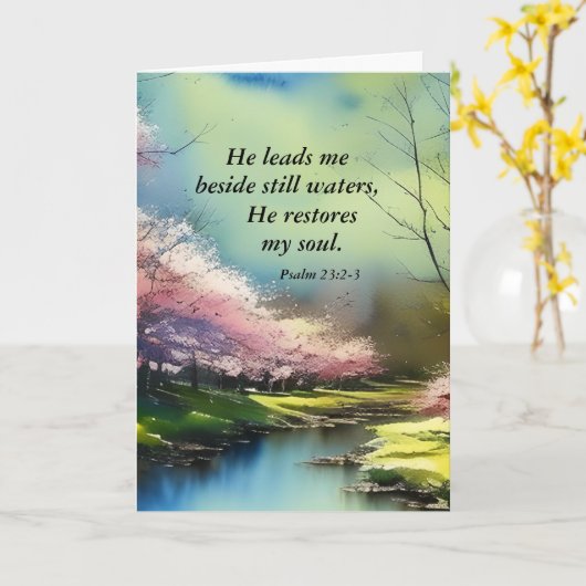 Psalm 23:2-3 Er restauriert mein Soul Bibel Verse Karte (Gelbe Blume)