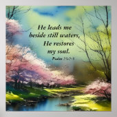 Psalm 23:2-3 Er restauriert mein Soul Bibel Verse Poster (Vorne)