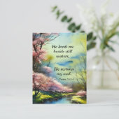 Psalm 23:2-3 Er restauriert mein Soul Bibel Verse Postkarte (Stehend Vorderseite)