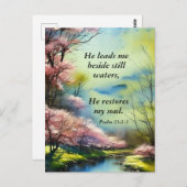 Psalm 23:2-3 Er restauriert mein Soul Bibel Verse Postkarte (Vorne/Hinten)