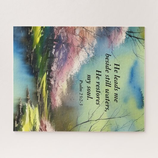 Psalm 23:2-3 Er restauriert mein Soul Bibel Verse Puzzle (Horizontal)
