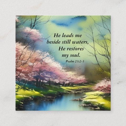 Psalm 23:2-3 Er restauriert mein Soul Bibel Verse Quadratische Visitenkarte (Vorderseite)