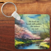 Psalm 23:2-3 Er restauriert mein Soul Bibel Verse Schlüsselanhänger (Vorderseite)