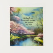 Psalm 23:2-3 Er restauriert mein Soul Bibel Verse Wandteppich (Vorderseite)