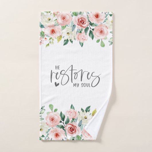 Psalm 23:3 Er restauriert mein Soul Bibel Rose Bad Badhandtuch Set (Handtuch)
