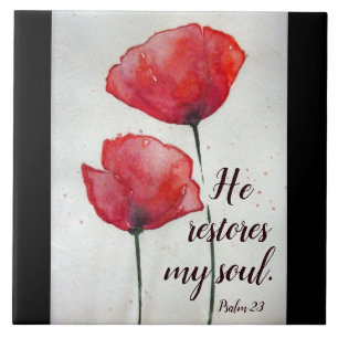 Psalm 23:3 Er restauriert mein Soul, Bibel Verse B Fliese