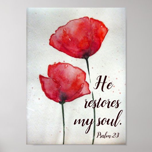 Psalm 23:3 Er restauriert mein Soul, Bibel Verse B Poster (Vorne)