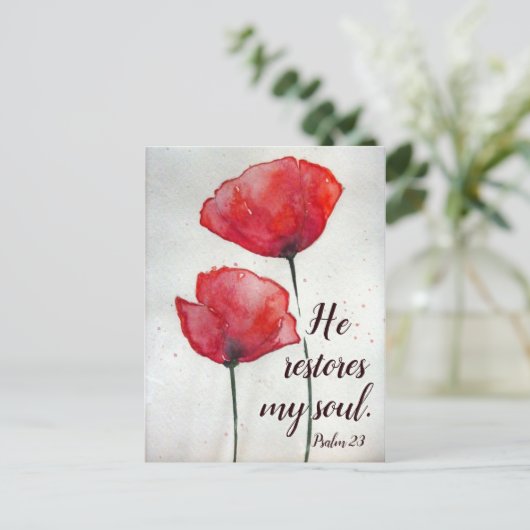 Psalm 23:3 Er restauriert mein Soul, Bibel Verse B Postkarte (Stehend Vorderseite)