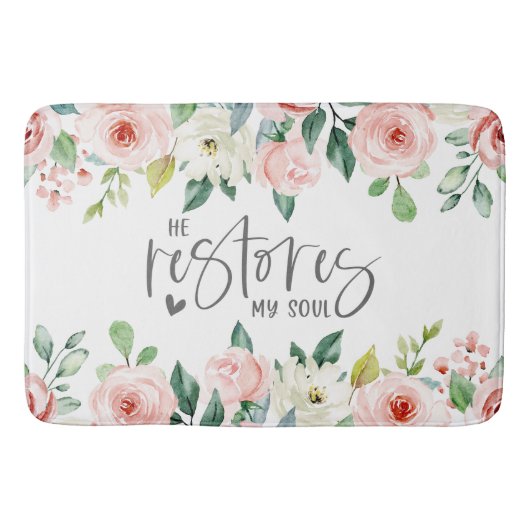Psalm 23:3 Er restauriert mein Soul Bible Verse &  Badematte (Vorderseite)