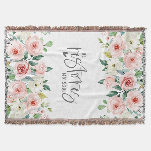 Psalm 23:3 Er restauriert mein Soul Bible Verse & Decke (Vorderseite)