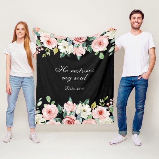 Psalm 23:3 Er restauriert mein Soul Bible Verse & Fleecedecke (Beispiel)