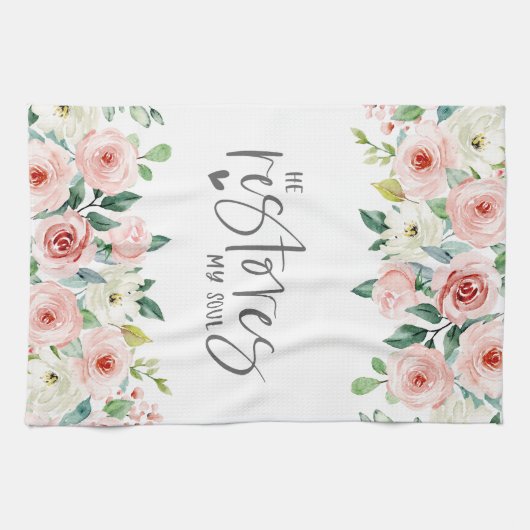 Psalm 23:3 Er restauriert mein Soul Bible Verse & Geschirrtuch (Horizontal)