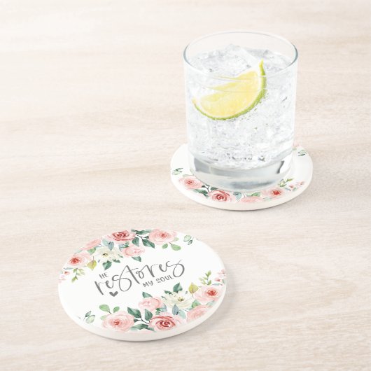 Psalm 23:3 Er restauriert mein Soul Bible Verse & Getränkeuntersetzer (Seite)