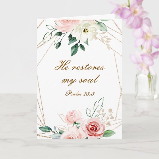 Psalm 23:3 Er restauriert mein Soul Bible Verse & Karte (Orchidee)