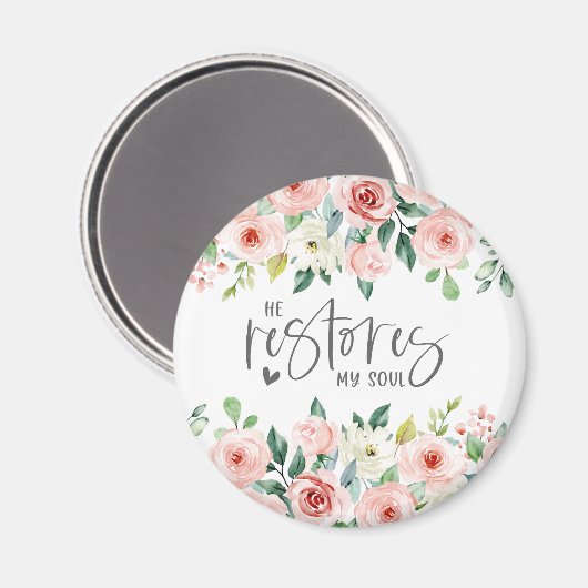 Psalm 23:3 Er restauriert mein Soul Bible Verse & Magnet (Vorderseite/Rückseite)