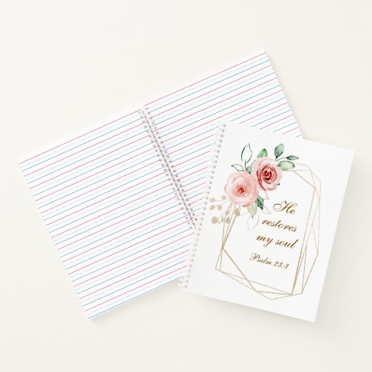 Psalm 23:3 Er restauriert mein Soul Bible Verse & Notizblock (Innenseite)