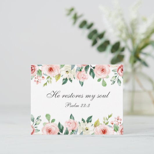 Psalm 23:3 Er restauriert mein Soul Bible Verse &  Postkarte (Stehend Vorderseite)