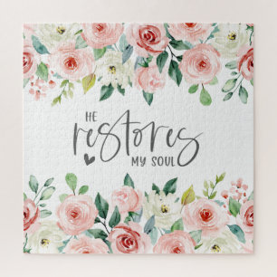 Psalm 23:3 Er restauriert mein Soul Bible Verse &  Puzzle